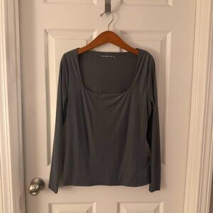 Abercrombie & Fitch Soft Matte Grey Square Neck Large Long Sleeve Shirt